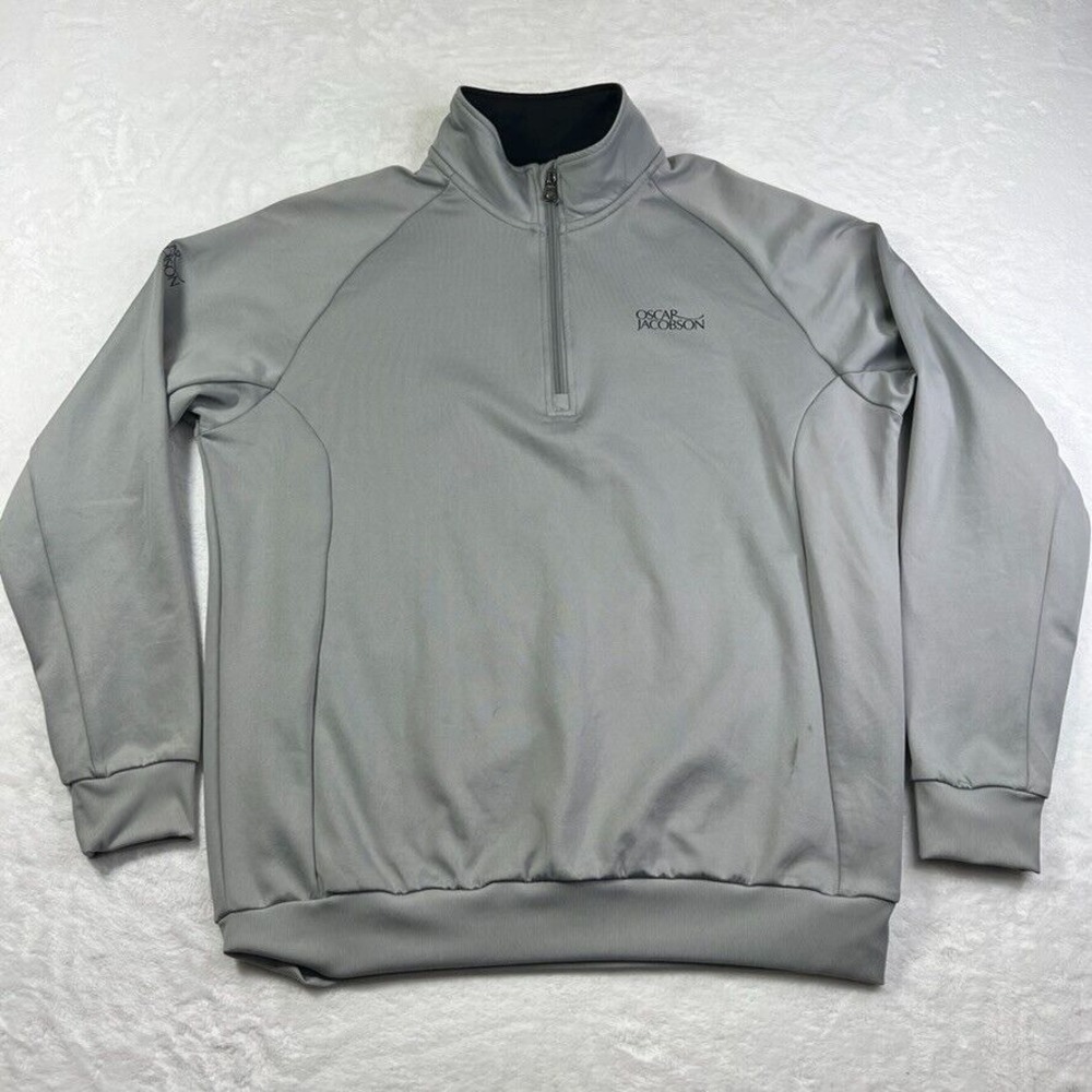 Oscar Jacobson Sweater Mens Extra Large Gray 1/4 Zip Pullover‎ Stretch